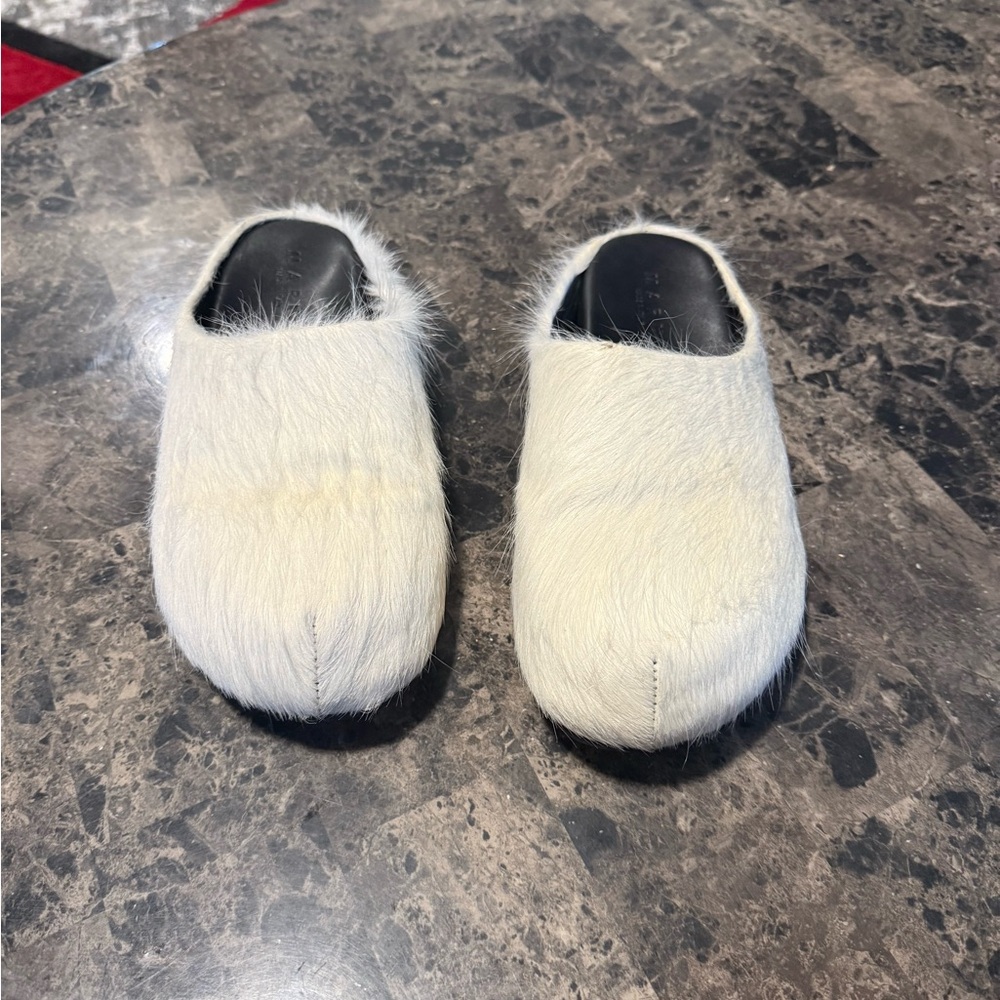 White Fur Slip-On Loafers
